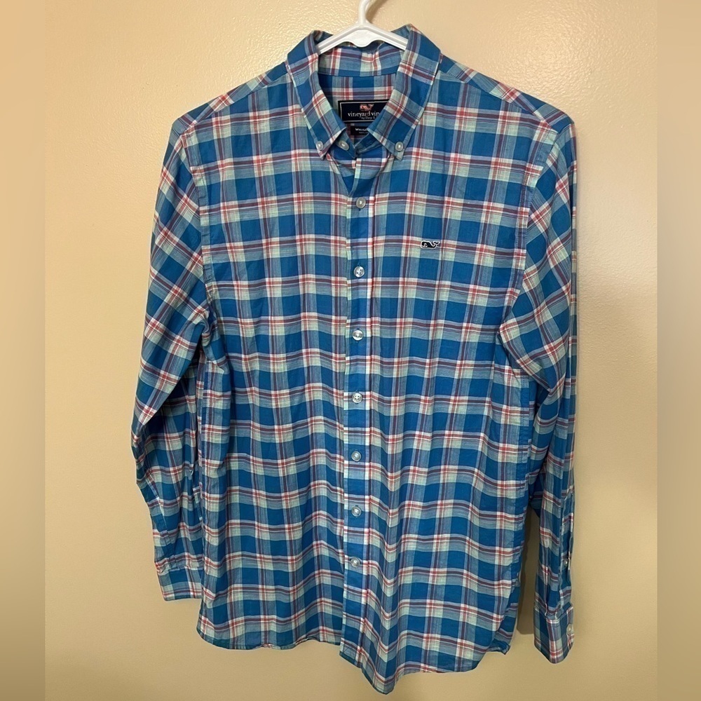 Vineyard Vines Boys Sz 16(L) Plaid Whale Button Down Shirt